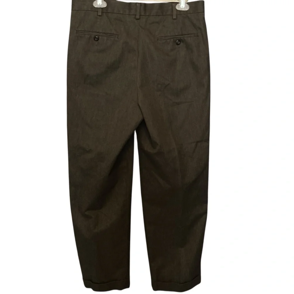 Axist Men's Charcoal Grey Flannel Double Pleat Cuffed Trousers |‎ 34 X 30
